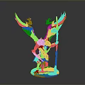 Blue Winged Fantasy Creature Figure With Staff And Decorative Base Design
