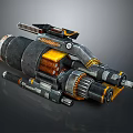 Sci Fi Mechanical Weapon With Yellow Black Metal Gears Pipes And Heat Sink Design