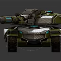 Futuristic Modern Green Armored Tank With Cannon And Metallic Military Design