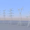High Voltage Electricity Pylons With Steel Structure And Transmission Lines