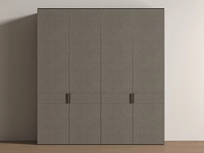 Modern Gray Minimalist Wardrobe With Textured Surface And Multiple Panel Doors For Home Storage 3d model