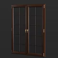 Modern Wooden Frame Casement Window With Double Panel Grid Glass And Brass Handles