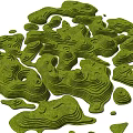 Green Wavy Spiral Textured 3D Garden Ornaments For Landscape Decor Design