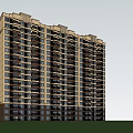 Modern High Rise Residential Community With Garden Green Space And Pedestrians