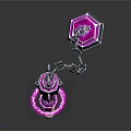 Purple Glowing Weapon With Chain Crystal And Decorative Handle Design