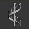 Sleek Modern Spiral Staircase Featuring Metal Structure And Curved Handrail