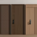 Wooden Security Doors With Different Brown Colors And Vertical Stripes Design