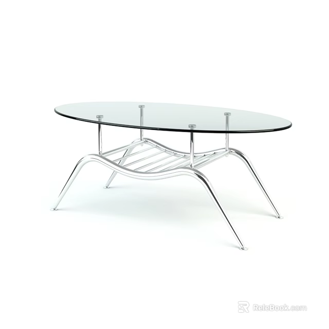 Modern Sofa and Coffee Table Set With Oval Glass Top and Metal Frame 3d model 