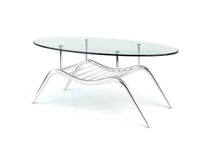 Modern Sofa and Coffee Table Set With Oval Glass Top and Metal Frame 3d model