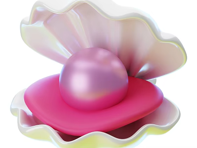 Gleaming Open Aquatic Mollusk Shell Holding Shiny Pink Pearl Inside 3d model