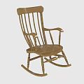Elegant Wooden Rocking Chair With Slatted Back Armrests And Solid Wood Finish