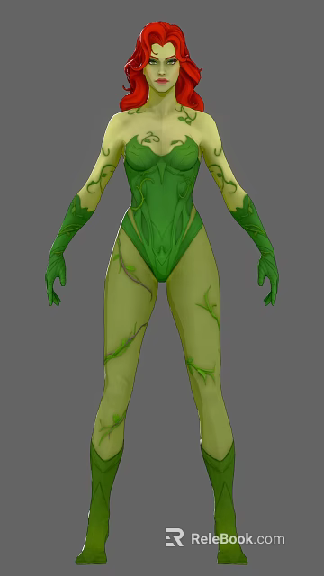 Detailed Game and Movie Character with Green Body Vines Leaves and Natural Fantasy Design 3d model 