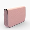 Pink Vertical Striped Clutch Bag With Metallic Button And Sleek Design