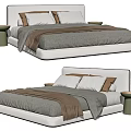 Elegant Double Bed Design With Soft Bedding Comfortable Mattress And Bedside Tables 3d model