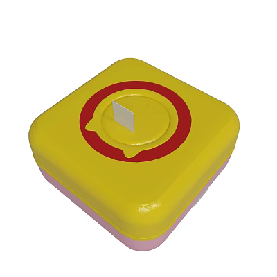 Yellow Square Box With Red Circle And White Square Design 3d model