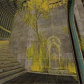 Stone Building With Glass Dome Stairs Arched Design And Green Plants