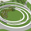 circular green space landscape annular construction 3d model