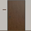 Modern Brown Wood Grain Security Door With Electronic Lock And Wall Light 3d model