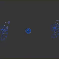 Three Blue Glowing DNA Double Helix Decorative Household Item 3D Models on Dark Background