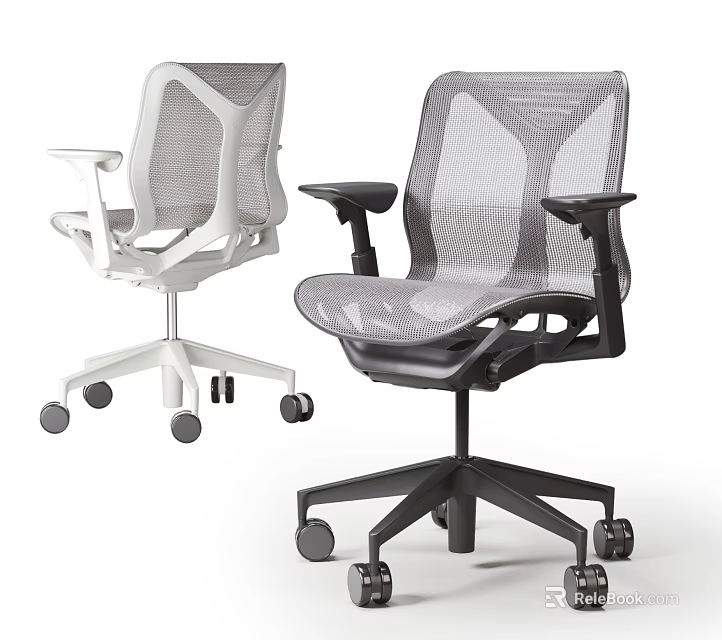 Ergonomic Mesh Office Chairs With Adjustable Armrests And Rolling Wheels 3d model
