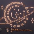 Neon Lamp Combination Glows In Dark With Stars And Neon Symbols On Colorful Backdrop