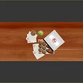 Wooden Serving Board With Two Small Cups And Assorted Pastries 3d model