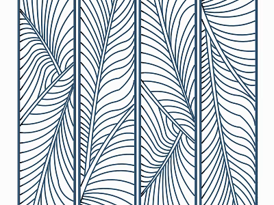 Modern Decorative Room Divider With Blue White Feather Line Patterns 3d model