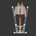 Mobile Mechanical Hoist With Yellow Red Lifting Arm Metal Frame And Movable Wheels
