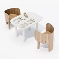 Child-Friendly White Kids Table With Wooden Chairs For Children Play Area