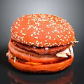 Juicy Hamburger With Sesame Seed Bun Fresh Beef Patty Lettuce And Tomato
