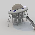 UFO Shaped Playground Equipment With Slide Climbing Net And Support Structure 3d model