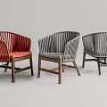 Stylish Leisure Chair With Woven Design And Wooden Legs In Various Colors
