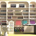 Stylish Nail Salon Interior With Shelves Full Of Colorful Nail Polish And Work Tables