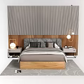 Modern Background Double Bed Double Bedside Table 3d model