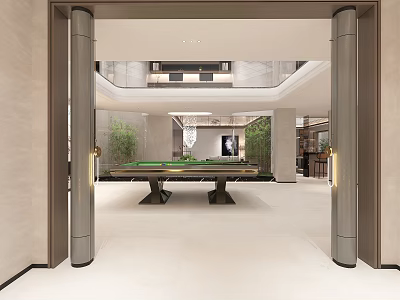 Modern Billiard Room With Pool Table And Elegant Decor 3d model