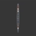 Yacht With Gray Hull Red Bottom And Large Detailed Upper Deck Structure Design