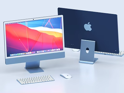 Modern Apple Desktop Computer With Monitor Keyboard Mouse And Sleek Design 3d model