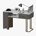 Modern Dressing Table With White Countertop Black Lamp Cosmetic Storage Drawers And Cabinets