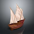 Traditional Wooden Sailing Boat With White Sails And Classic Hull Structure