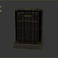 Rheem Outdoor Electric Appliance Unit With Vertical Grille Surface And Concrete Base