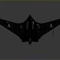 Black Stealth Spacecraft Design Featuring Aerodynamic Wings And Red Engines