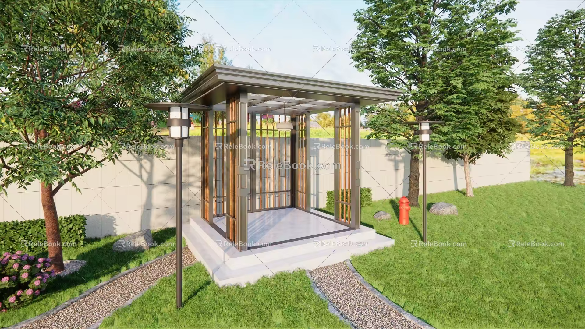 Courtyard gazebo SU model 3d model