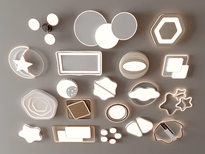 Stylish Modern Ceiling Lights With Various Shapes And Decorative Features 3d model