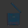 Blue Hazardous Materials Storage Container With Open Lid And Warning Sign 3d model