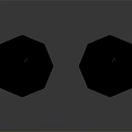 Two Black Spherical Top Red Pole Objects with Reflective Surface on Dark Background