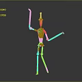 Game Movie Character With Metallic Texture Slender Limbs Hat Raising Hands In Grey Gradient Background