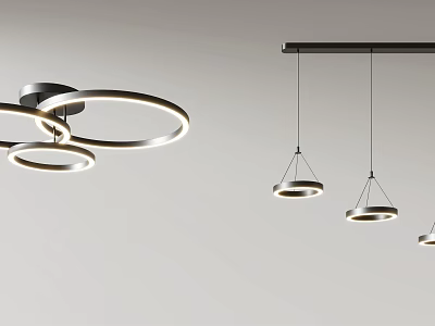 Modern Circular Ring Chandelier With Suspended Multiple Light Fixture Design 3d model