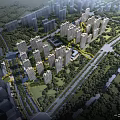 Aerial View of Phase 1 and 2 Residential Complex with Buildings Green Areas and Roads