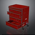 Sturdy Red Vintage Tool Cabinet With Multiple Drawers And Rolling Wheels