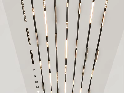 Modern Downlights And Spotlights In Ceiling Linear Design For Home Interior Bright Illumination 3d model